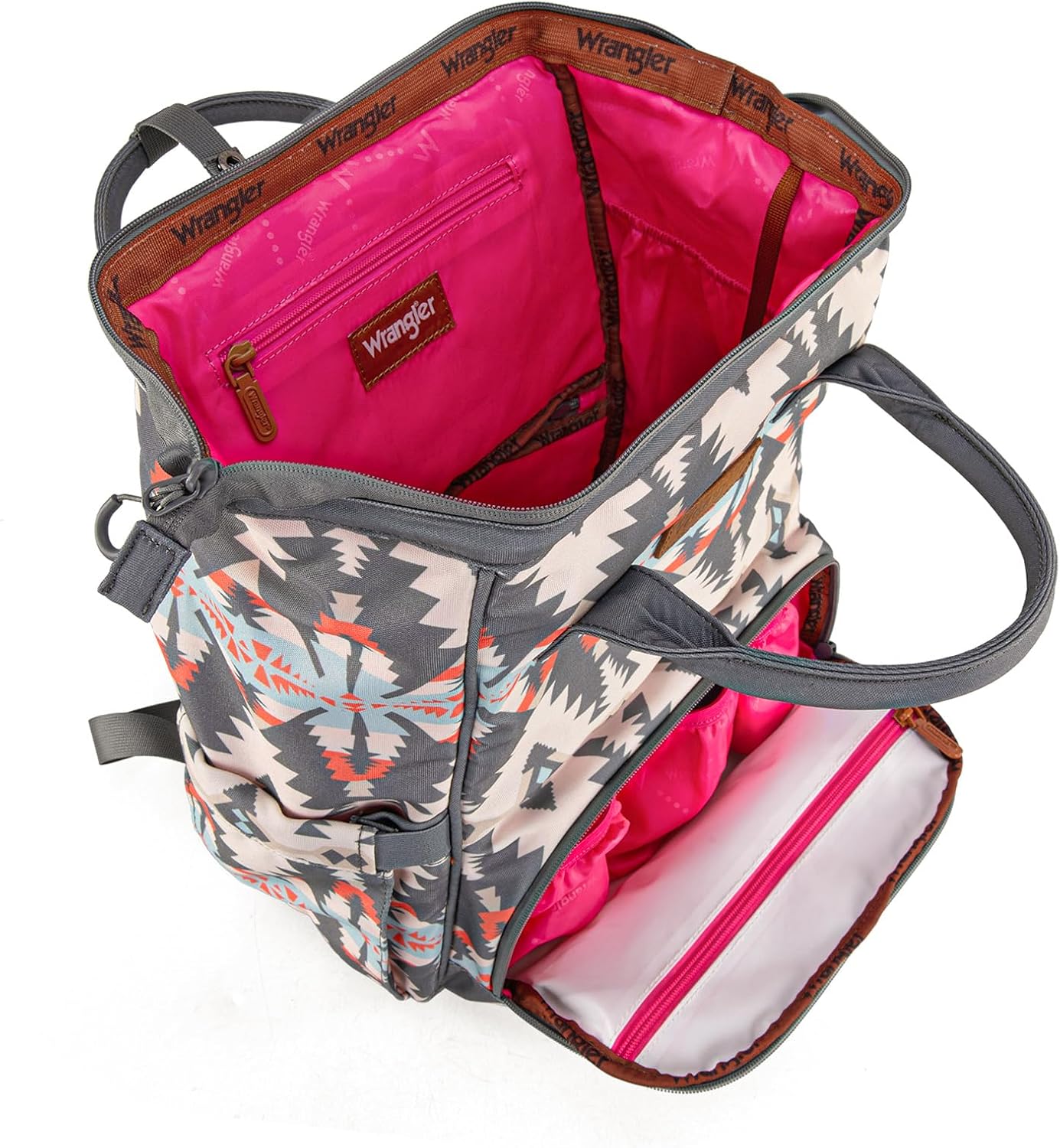 Montana West Wrangler Callie Diaper Bag Backpack with Stroller Straps Southwestern Multifunction Baby Travel Bag WG2210-9110GY