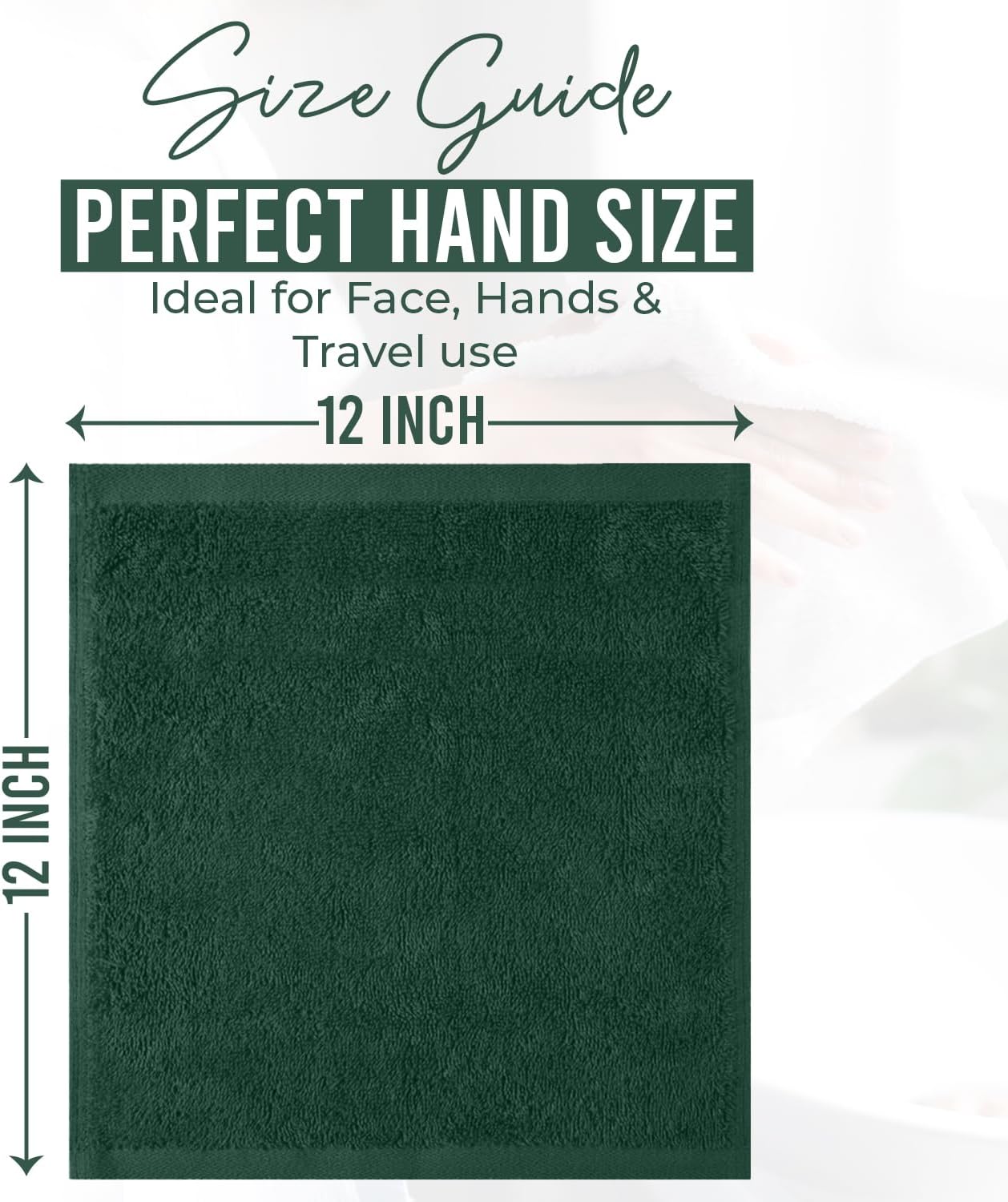 DAN RIVER 100% Cotton Wash Cloths 12 Pack [12x12] Soft & Absorbent Bath washcloths, Gym, Hotels & Spa Perfect for Everyday Use Fingertip Towels, Hunter Green