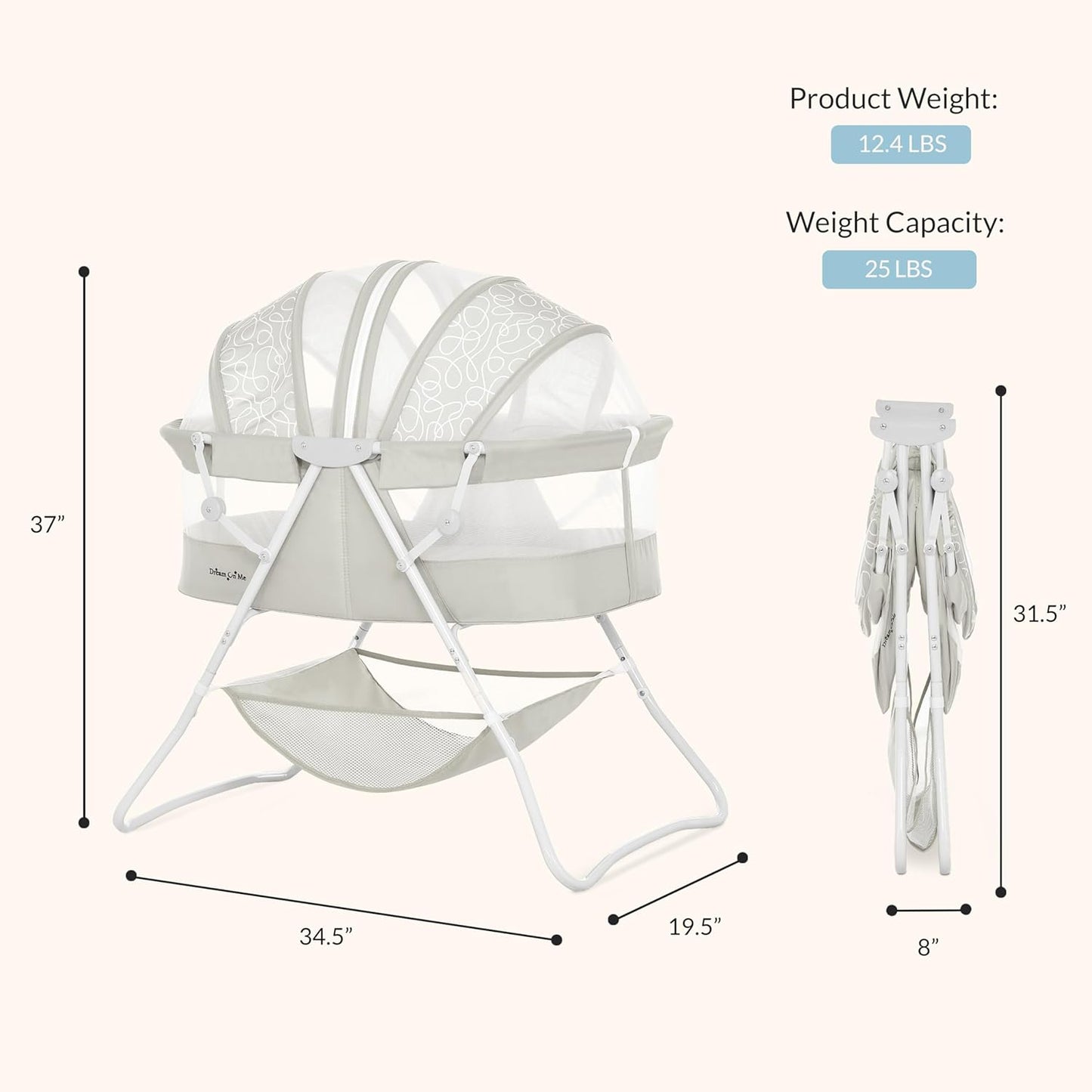 Karley Bassinet for Newborns | Award-Winning 2021 National Parenting Product & Mom’s Choice Winner | Portable Lightweight Bassinet with Adjustable Canopy, Dual-Sided Mattress & Storage Bag