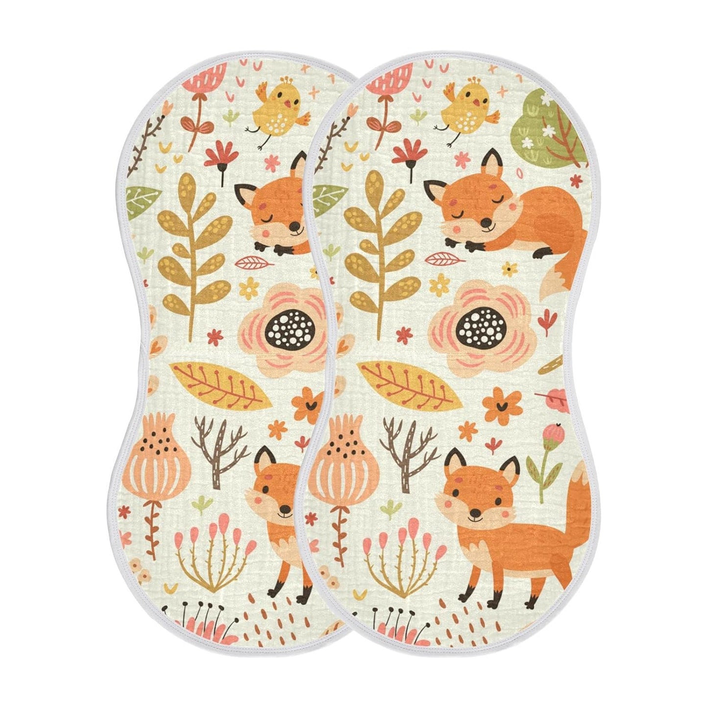 Kigai Fox and The Flower Muslin Baby Burp Cloths, Large Absorbent Cotton Muslin Burp Cloths Set of 1, Washcloths, Face Towel, Bibs for Newborn Boys Girls, 11 x22 Inch