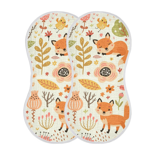 Kigai Fox and The Flower Muslin Baby Burp Cloths, Large Absorbent Cotton Muslin Burp Cloths Set of 1, Washcloths, Face Towel, Bibs for Newborn Boys Girls, 11 x22 Inch