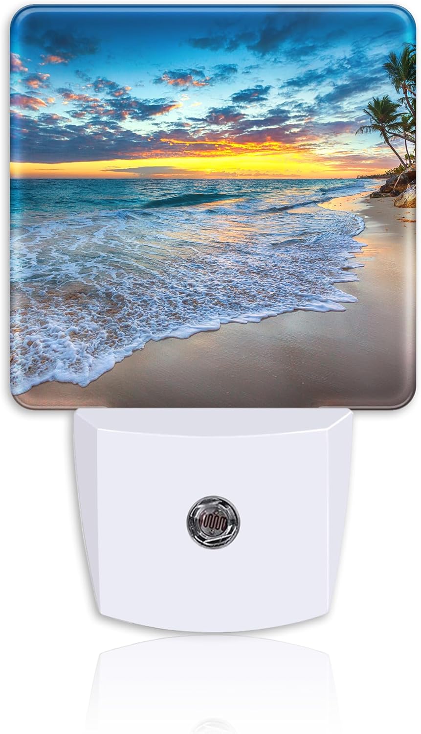 Sunrise on Tropical Beach Plug Night Light,Coconut Trees Night Light Lamp Auto Sensor Energy Efficient Dusk to Dawn Lights for Girls Boys Women Room Decor,Hallway,Kitchen,Bathroom,Nursery,Stairs
