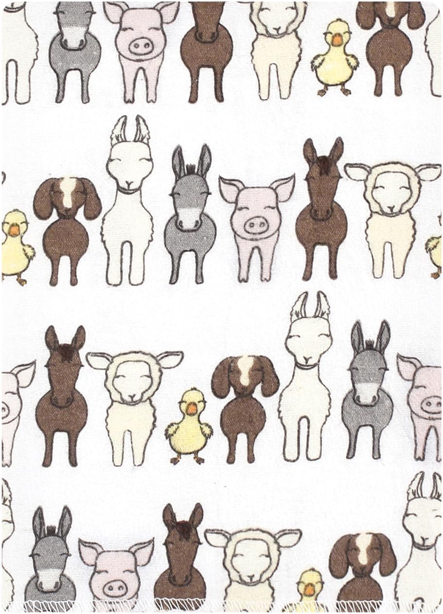 Luvable Friends Hudson Baby Flannel Burp Cloths 12pk, Farm Pals Gray