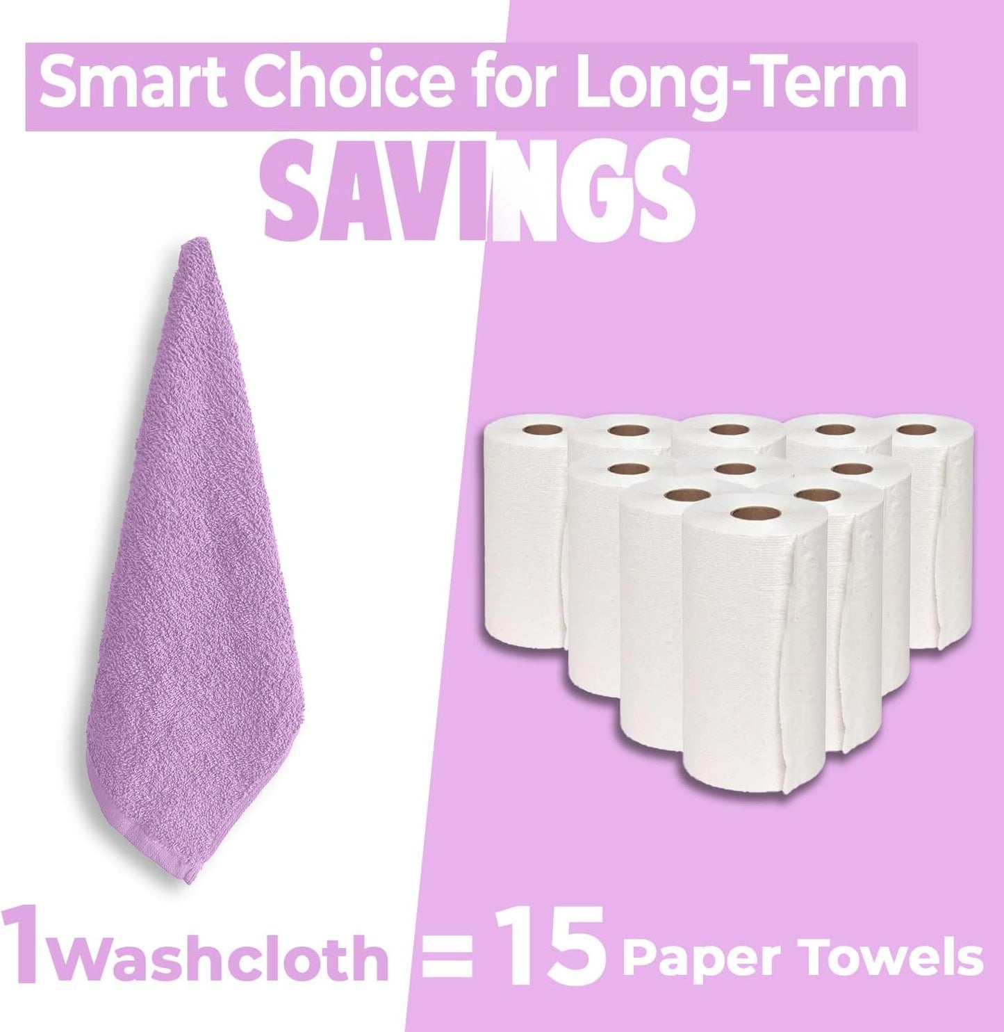 DAN RIVER 100% Cotton Wash Cloths 24 Pack [12x12] Soft & Absorbent wash Cloths for Bathroom, Gym, Hotels & Spa Perfect for Everyday Use Fingertip Towels, Lavender