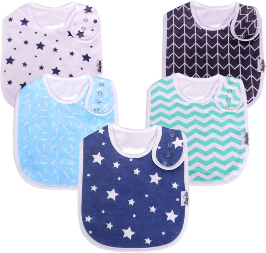 Organic Cotton Baby Bibs for Boys & Girls – Soft, Absorbent Teething & Drool Bibs - Adjustable Snaps for Toddlers