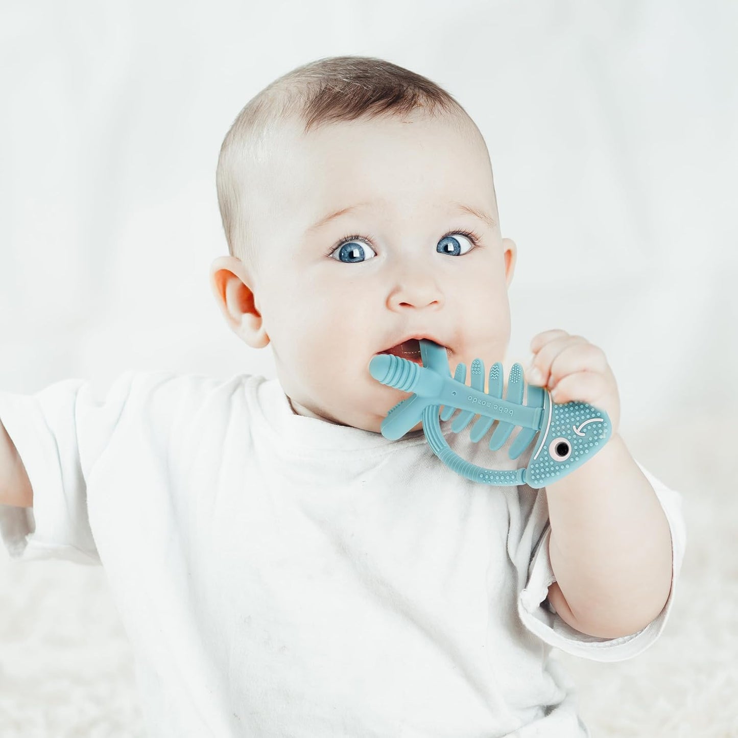 3in1 Infant Toys, Baby Teething Toys 3-6 6-12 Months, Teethers for Babies 3-6-12 Months, for Teething Relief, Baby Gift, Silicone,Sensory Toys 0-6 Months,USA Patent Pending,Fish,(Olive)