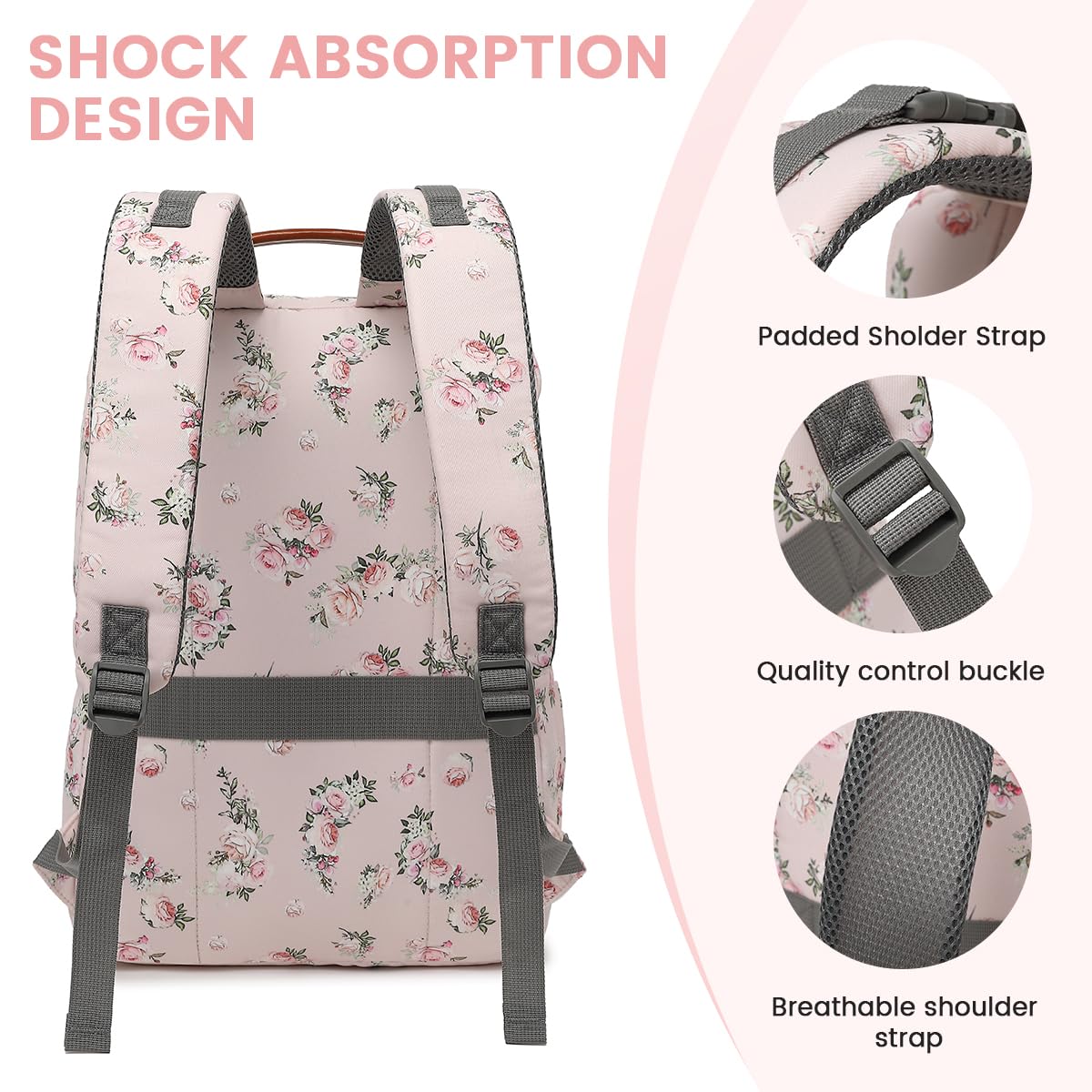 Diaper Bag Backpack, Large Baby Nappy Bags with Portable Changing Pad for Boys and GirlsMultifunction Travel Baby Bag for Moms Dads, Shower Gifts Waterproof and Stylish，Flower Pink