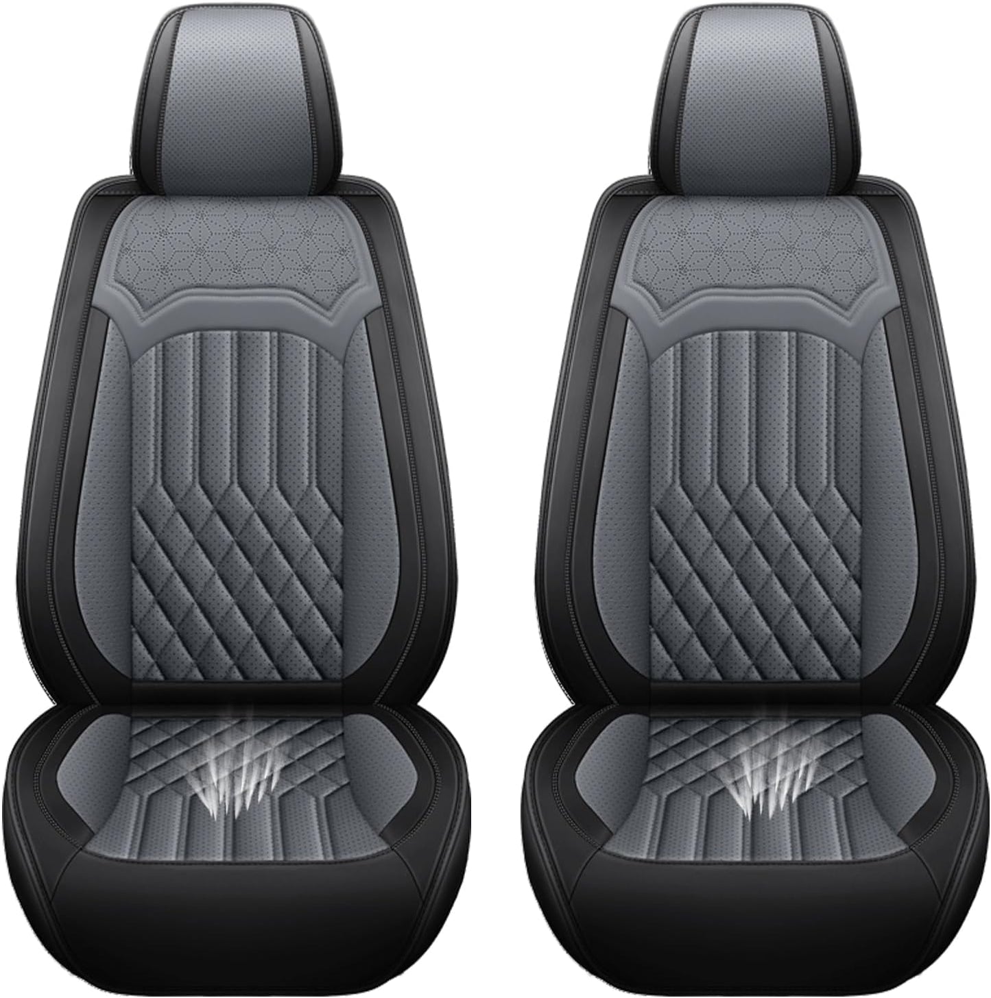 Car Seat Covers for Chevy Impala Limited 2014-2016 napa Leather Seat Covers, Waterproof Non-Slip Car Seat Protectors, Comfortable Seat Cover Adaptive Airbags（Black+Gray, 2 PCS Front）