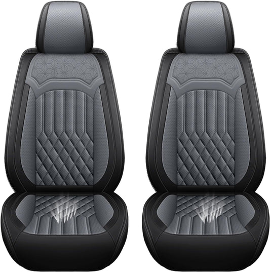 Car Seat Covers for Chevy Impala Limited 2014-2016 napa Leather Seat Covers, Waterproof Non-Slip Car Seat Protectors, Comfortable Seat Cover Adaptive Airbags（Black+Gray, 2 PCS Front）