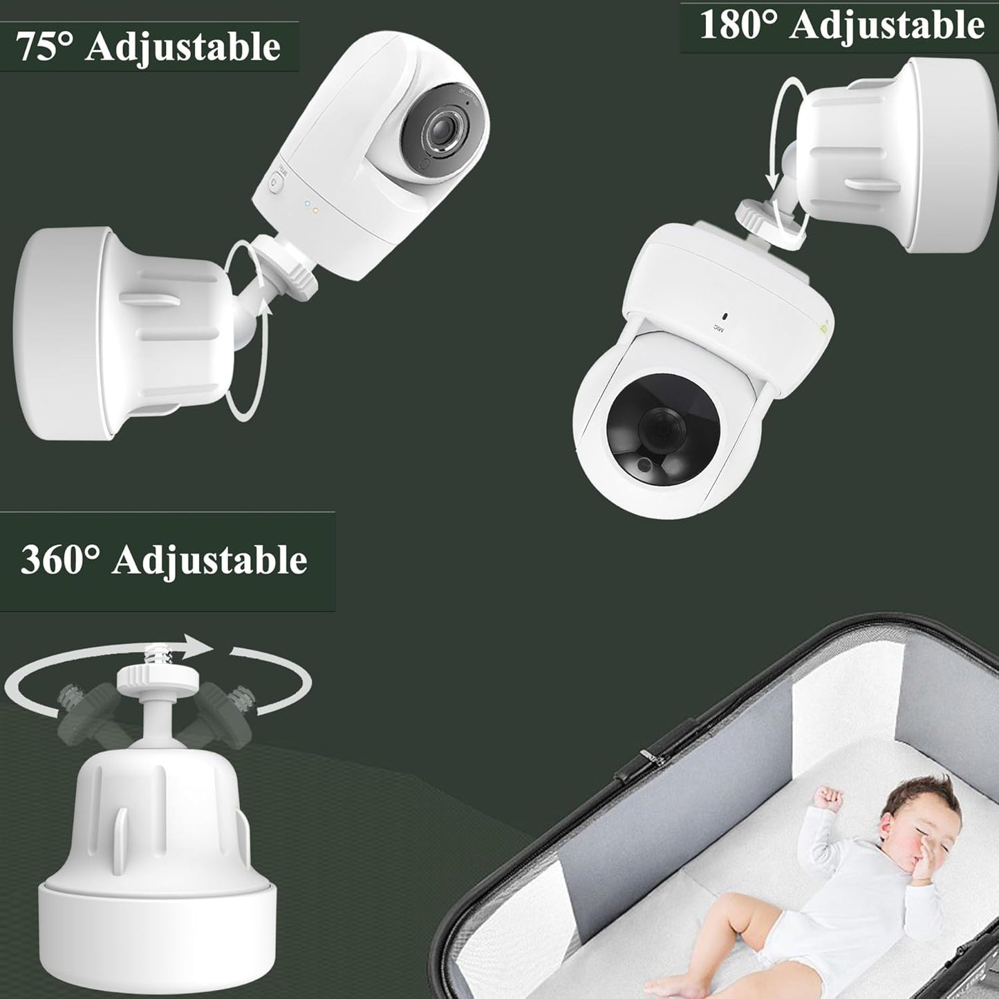 Adjustable Baby Monitor Wall Mount Stand Holder Compatible with VTech VM924/ 901/928HD/5263/5755 /5764HD /7764HD/5766/5263/BM5254/ Leapfrog LF920HD/RM7768HD/LF815HD/LF1726FHD /LF2413 Camera
