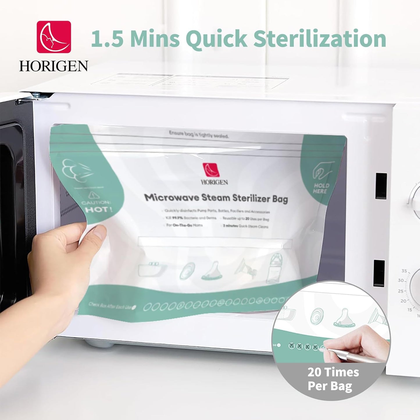 6 Bags Microwave Bottle Bags,Reusable Microwave Steam Bags(20 Uses Per Bag),Large Portable Travel Microwaves Bags for Pump Parts,Baby Bottle,Pacifiers