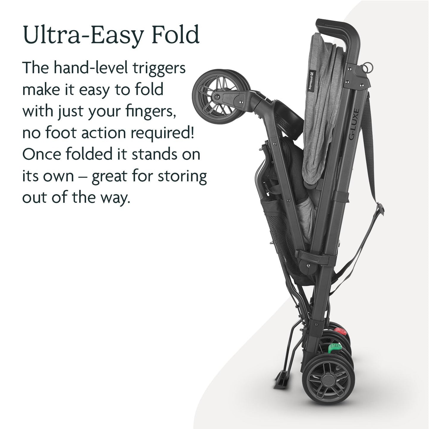 UPPAbaby G-Luxe Umbrella Stroller/Lightweight Design for Easy Travel/One-Step Fold + Recline/XL Basket + Canopy/Cup Holder Included/Greyson (Charcoal Mélange/Carbon Frame)