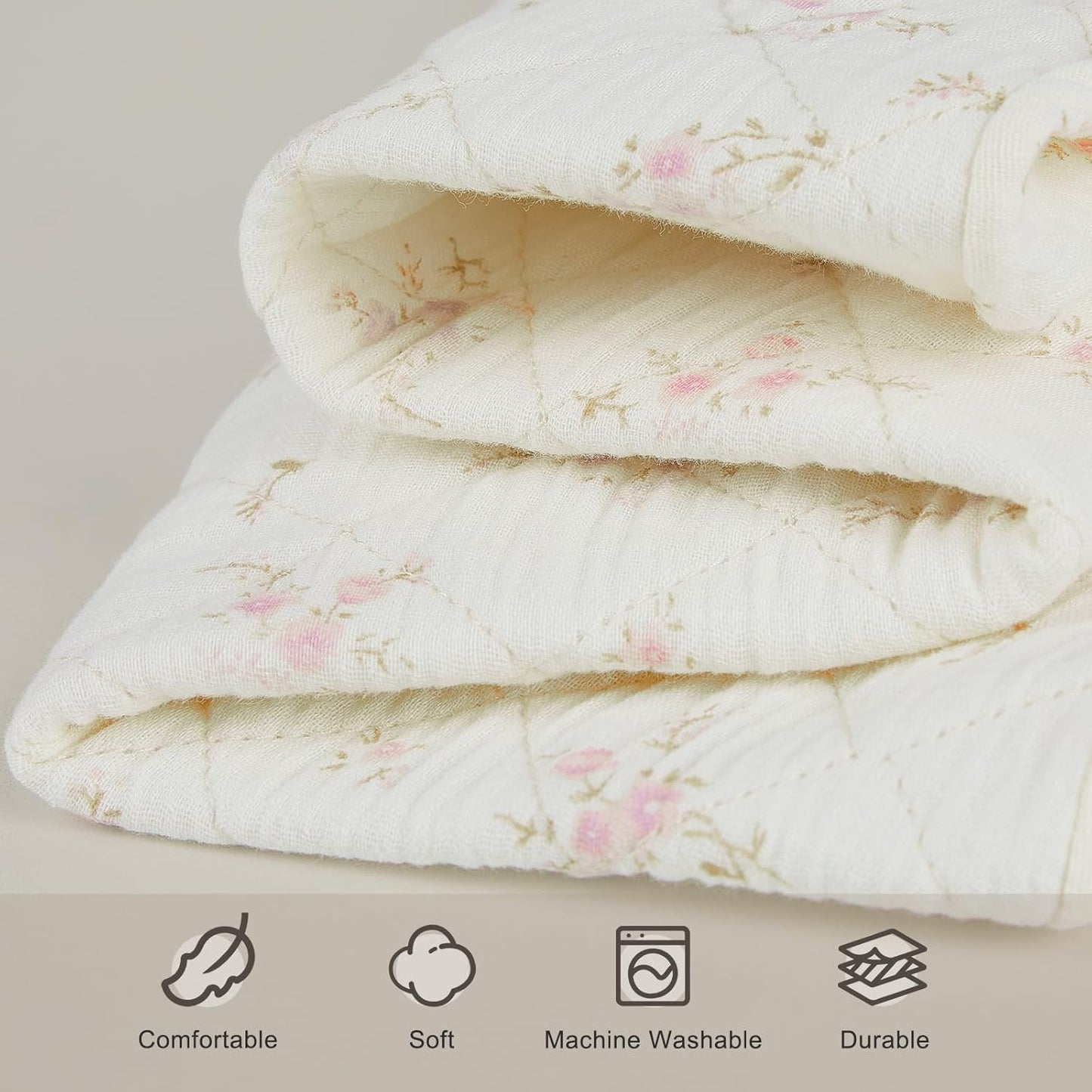 Unicorn Castle Waterproof Changing Pad Cover Muslin Changing Table Pad Cover 2 Pack Quilting for 32"x16" Baby Changing Pad Sheets Girls Boys,Pink Florals