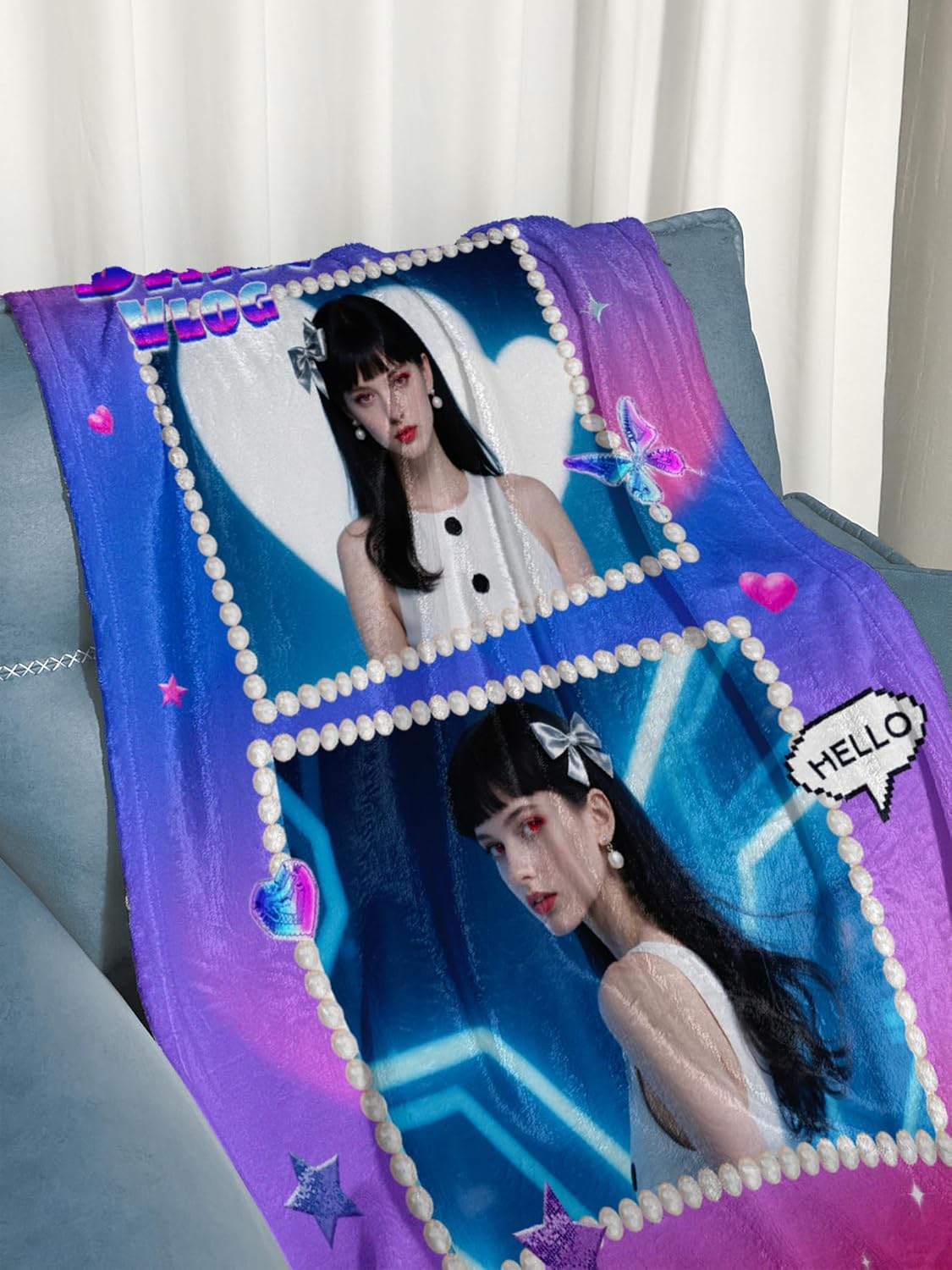 Personalized Blanket with Photos Text Custom Blanket Thows with Picture Customizable Flannel Blankets for Birthday Gift Valentines Day Gifts, 40 * 50in