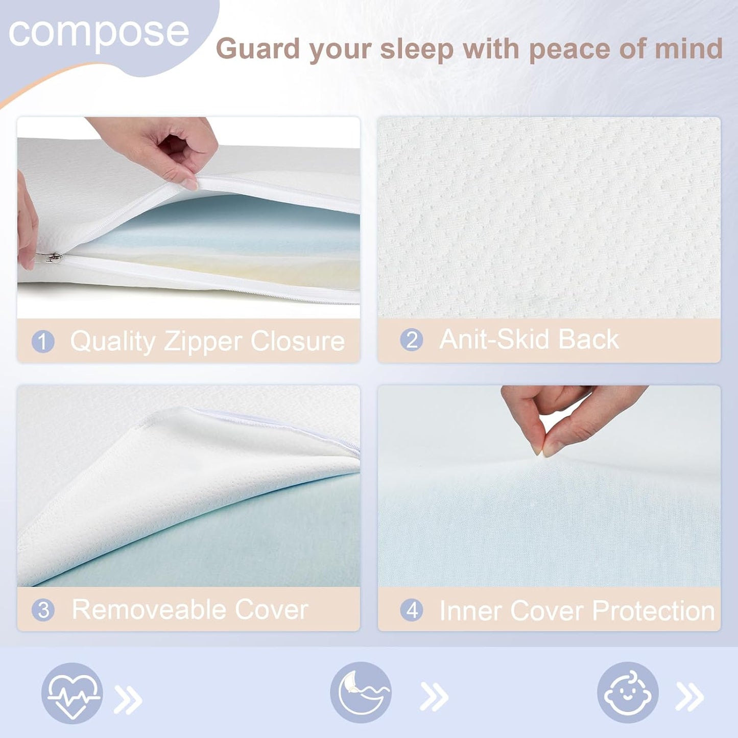 NeoBorn Baby Bassinet Mattress Pad, 33" x 19" Dual Sided Comfort Gel Memory Foam Mattress with Removable Breathable Soft Tencel Cover Fit for Jimglo/ANGELBLISS 3 in 1/BabyBond/Cowiewie Baby Bassinet