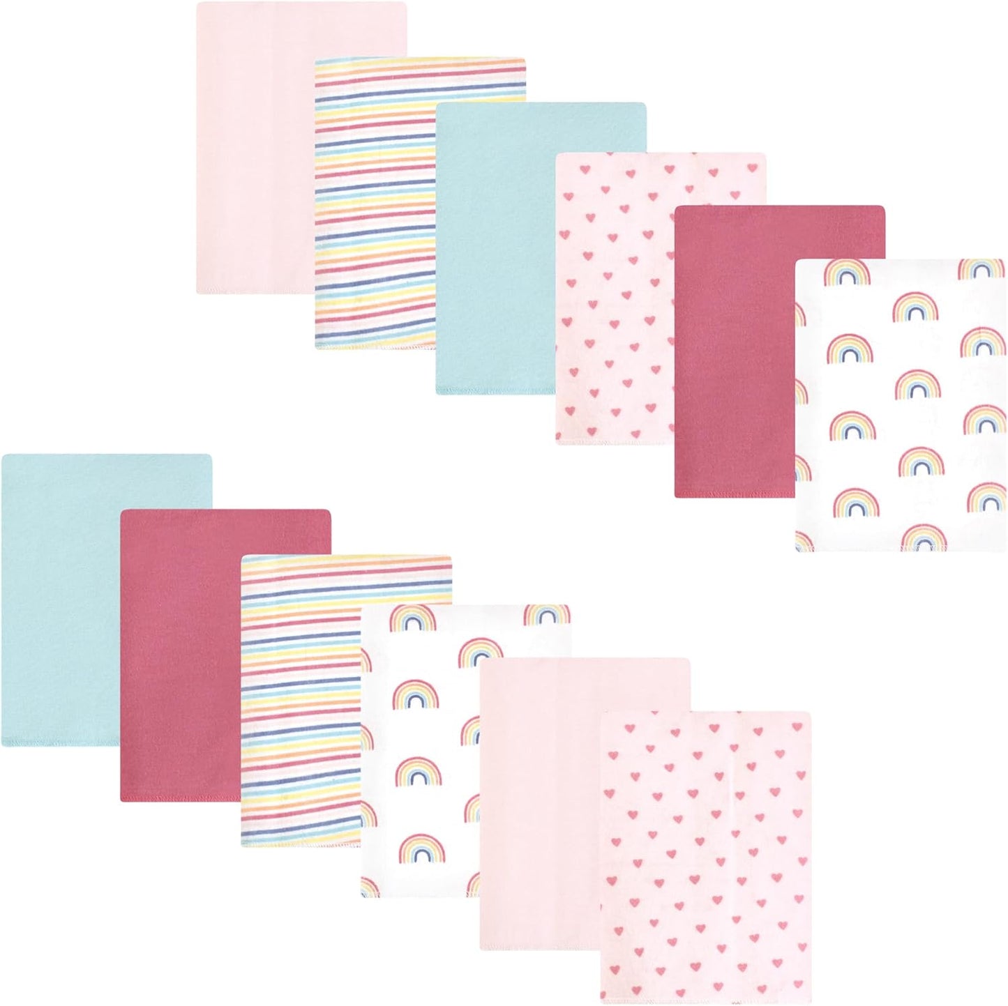 Luvable Friends Hudson Baby Flannel Burp Cloths 12pk, Sweet Rainbow