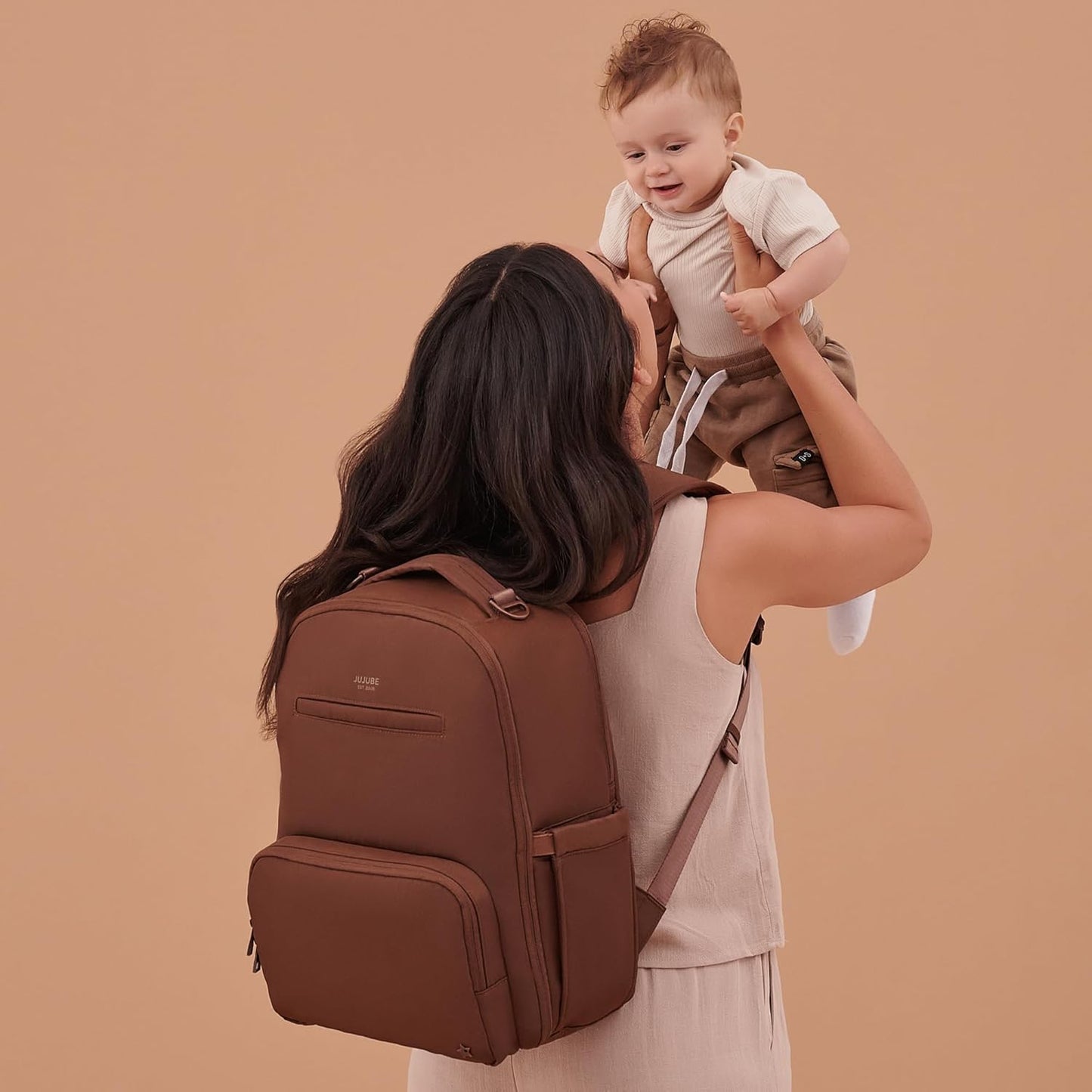 JuJuBe Classic Diaper Bag Backpack with Portable Changing Pad, Baby Stroller Straps, Large Travel Backpack for Boy or Girl, For Carrying Baby Bottles, Wipes, Diapers, Pacifiers, Espresso