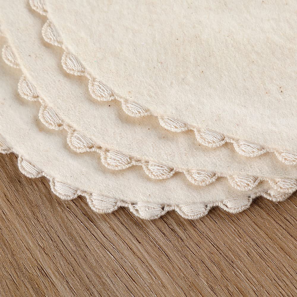 GZMM Baby Bib For Girls,Reversible Waterproof Handmade Natural Cotton Baby Drool Bib 0-12 months 2 Pack (off-white color A, 0-12 months)
