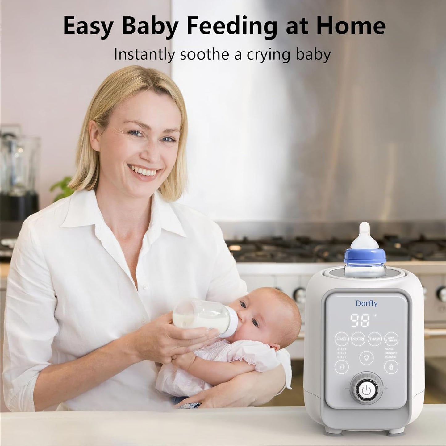 Swirlable Baby Bottle Warmer 3 Mins Fast Bottle Warmer 9 in 1 Bottle Warmer for Breastmilk & Formula Accurate Tempertature Control Milk Warmer for Baby with Night Light for Bedroom