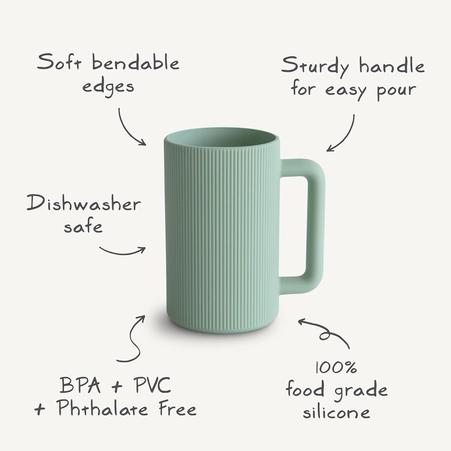 mushie Baby Bath Rinse Cup | 100% Food Grade Silicone | Shampoo & Body Washing Rinser Cup for Kids (Dried Thyme)