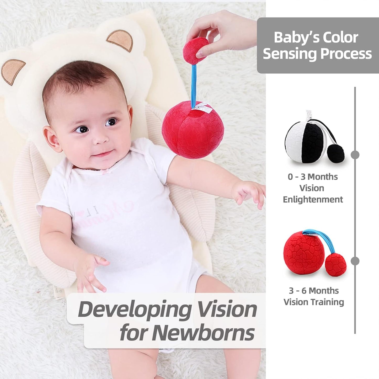 Jollybaby Soft Plush Stuffed Black and White Oball with Rattle Toys for Infant Baby 0-3-6 Months, High Contrast Sensory Rattles Teething Ball Toys for Baby, Newborn Boy Girls Shower Gifts