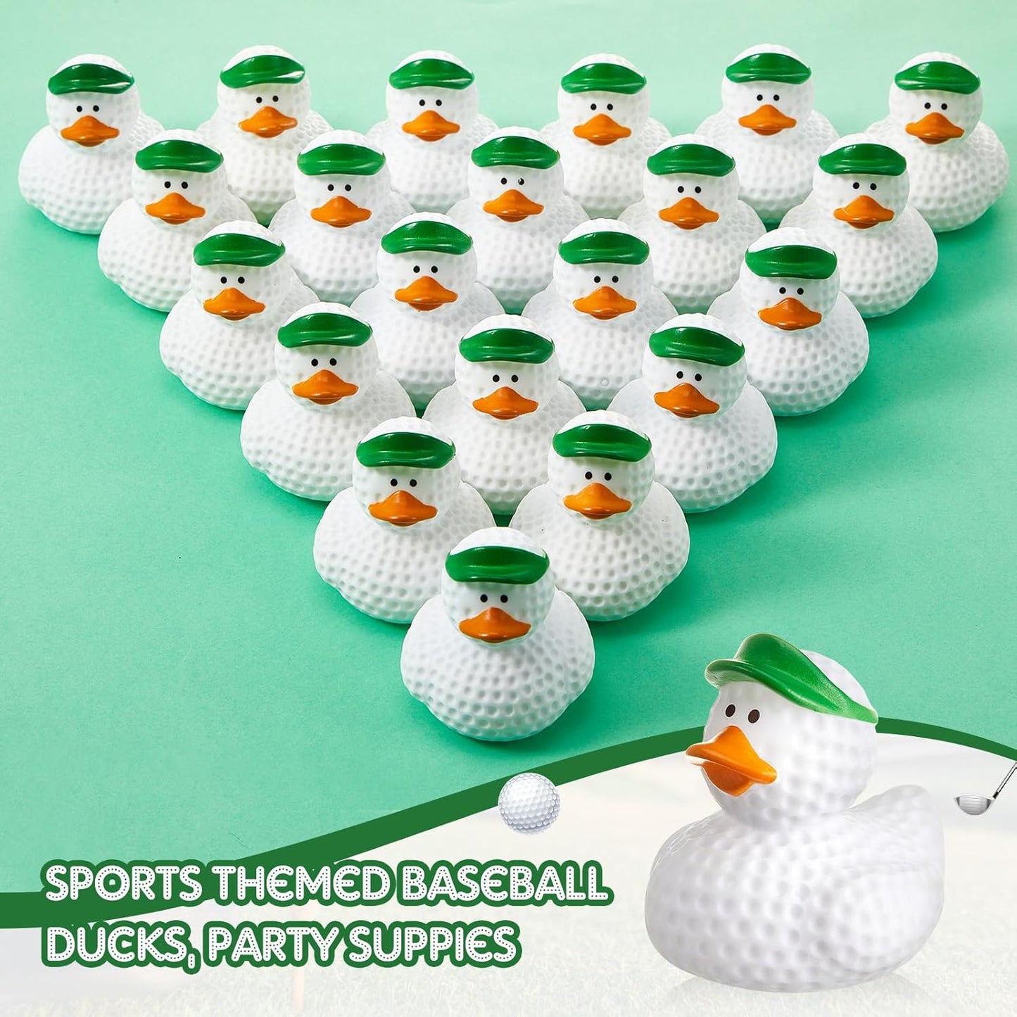 Deekin 12 Pcs Rubber Duck 2 Inch Bulk Sport Party Favors for Birthday Party Decorations Club Player Gift (Green Golf)