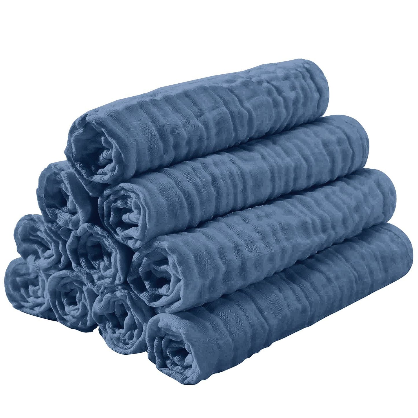 Yoofoss Muslin Burp Cloths for Baby 10 Pack 100% Cotton Baby Washcloths for Boys Girls Large 20''X10'' Super Soft and Absorbent Dark Blue