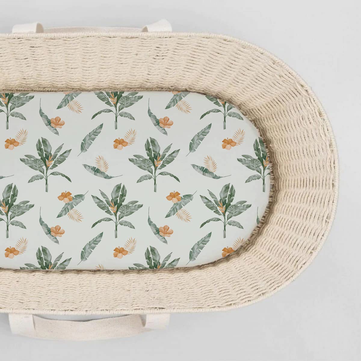 Stretch Fitted Bassinet Sheet Set BROLEX 2 Pack Cradle Sheets for Bassinet Pad/Mattress,Unisex Boys Girls,Ultra Soft,Giraffe Leaf