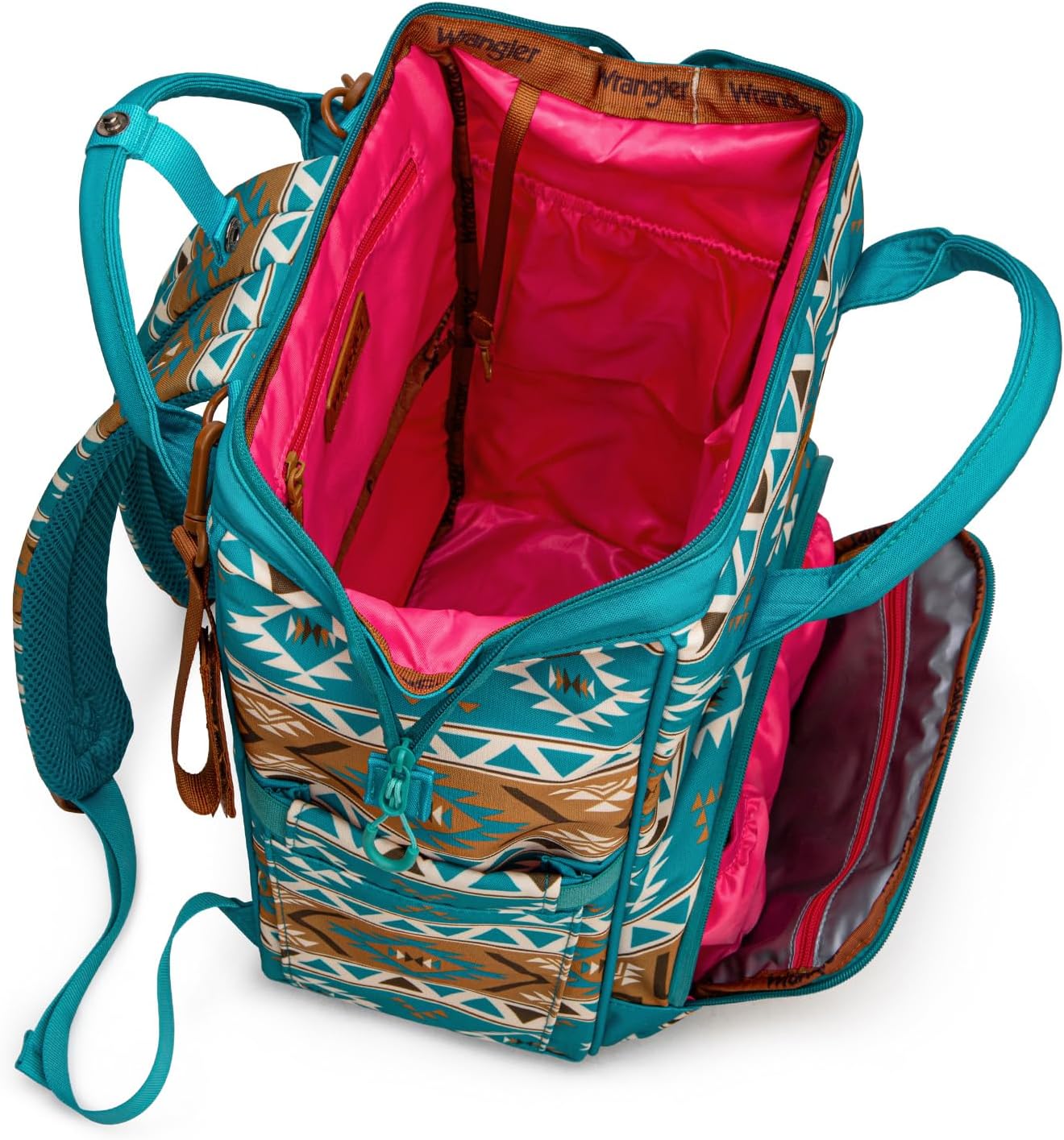 Wrangler Aztec Backpack Multifunction Baby Travel Bag with Changing Pad, Stroller Straps and Pacifier Case WG2204-91103TQ