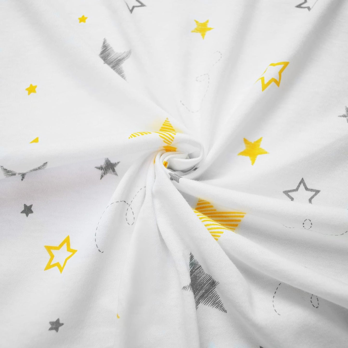 American Baby Company 2 Pack Printed 100% Cotton Knit Fitted Contoured Changing Table Pad Cover - Compatible with Mika Micky Bassinet, Golden Yellow Stars/Super Stars, for Boys and Girls