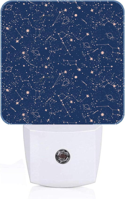 Star Map Night Light,Plug Into Wall for Boys Girls Bedroom Decorative Square Night Light Lamp 0.5w Sleep Friendly
