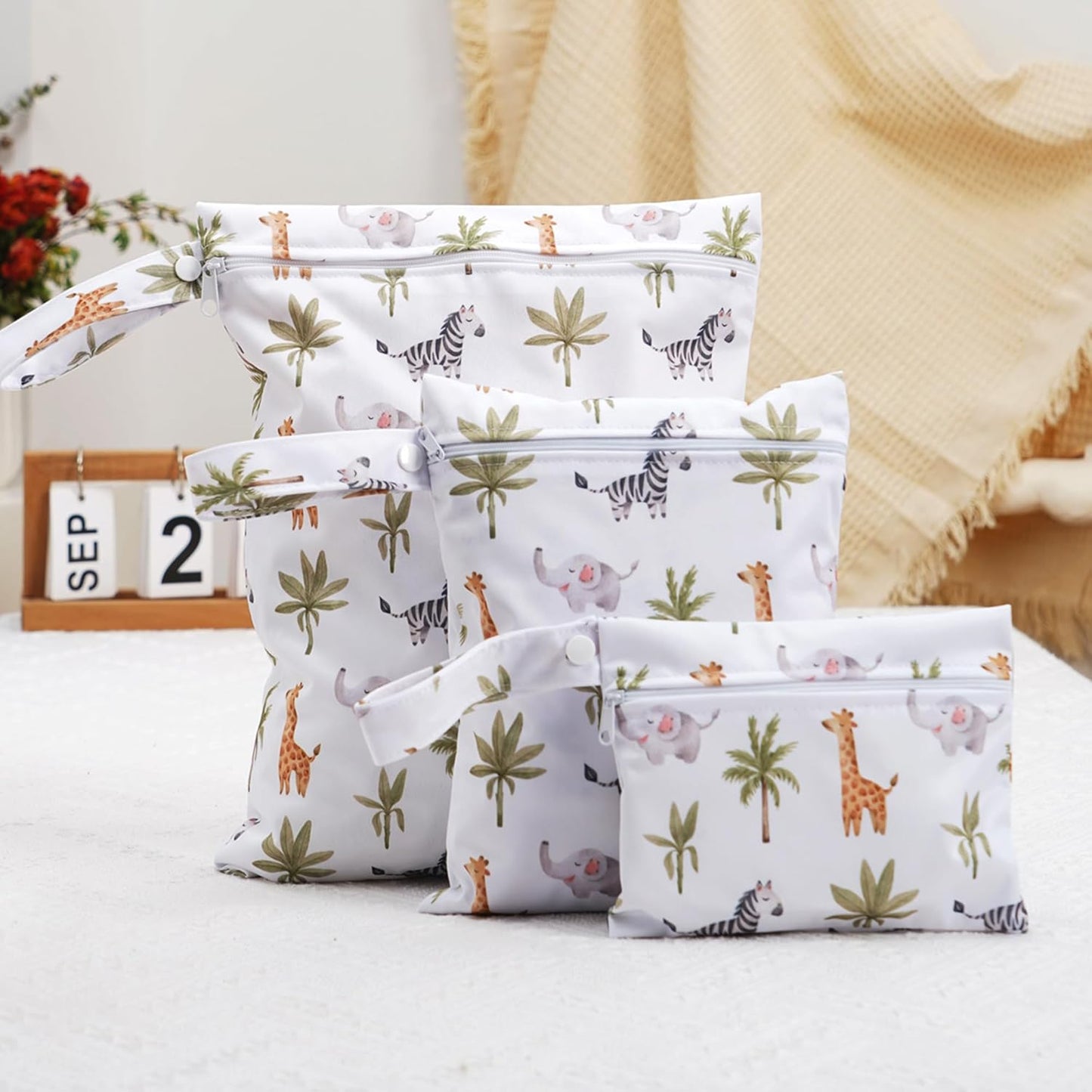 Happy Flute 3 Set Wet Bag Storage Bag Zipper Waterproof Washable Travel Bags, Beach, Pool, Gym Bag for Cloth Diaper, Swimsuits & Wet Clothes(EF643)