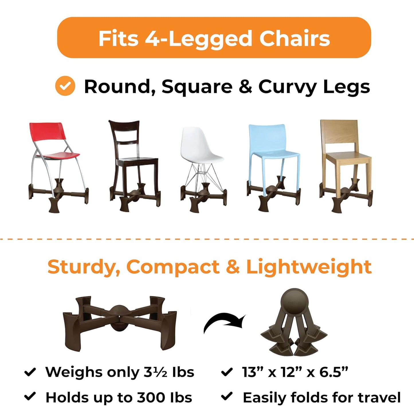 KABOOST Booster Seat for Kitchen Chair, Chocolate - Goes Under The Chair - Portable Booster for Toddlers and Grown Ups