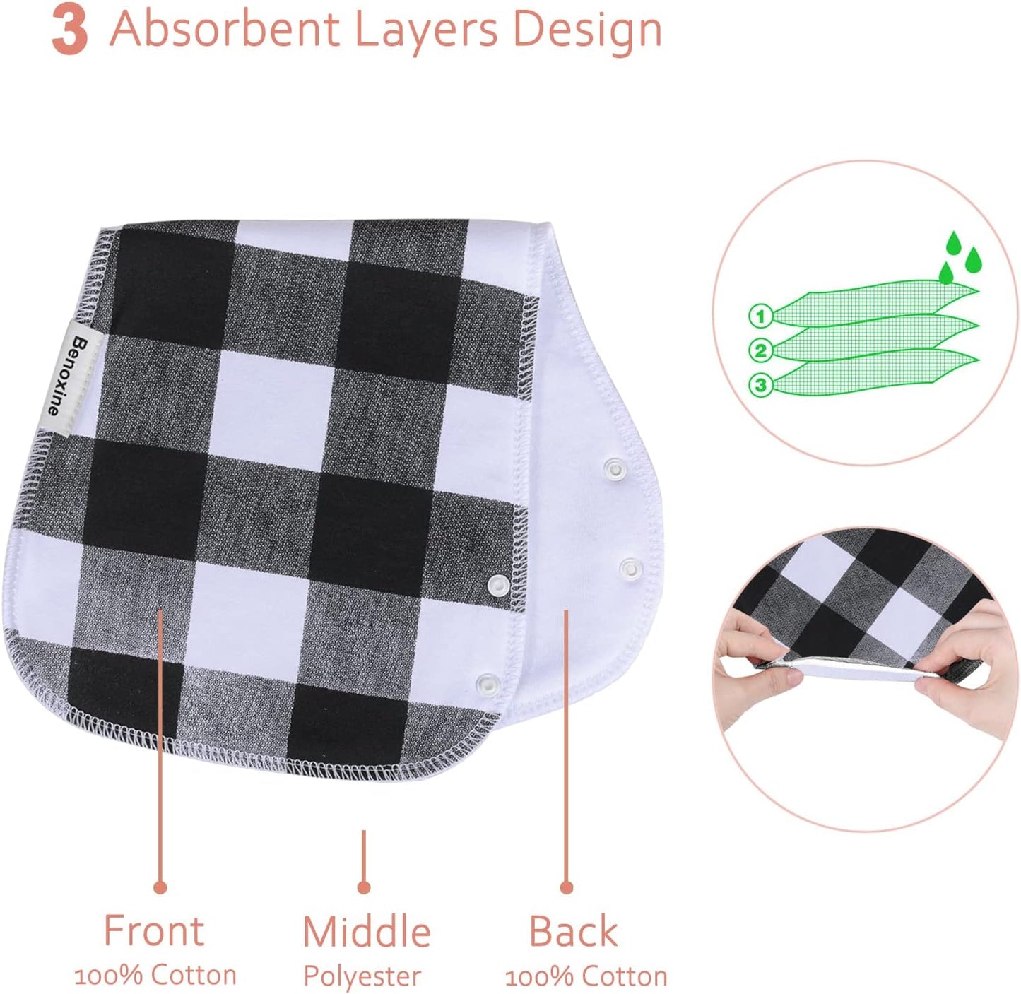 Baby Burp Cloths & Baby Bibs 2-in-1 Design Large Size 3 Layers Thicken Cotton Super Absorbent and Soft Baby Spit Up Burping Rags Baby Burp Cloth Set for Boys and Girls Solid 12 Pack
