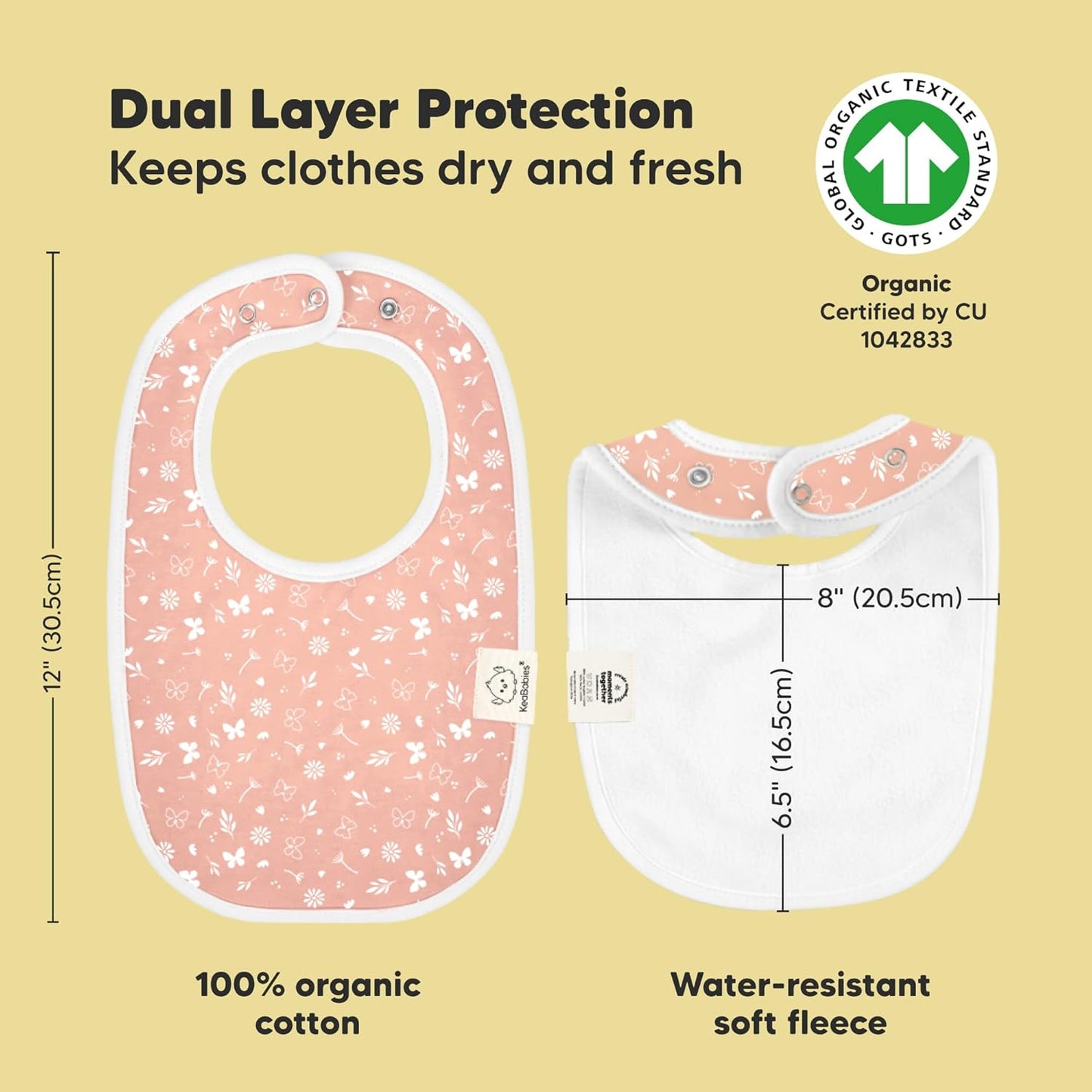 8-Pack Organic Baby Bibs for Boys, Girls - Soft Cotton Drooling and Teething Bibs for Baby Girl & Boy, Extra Absorbent, Easy To Clean & Put On for Toddler, Newborn, Infant 0-24 Months (Butterflies)