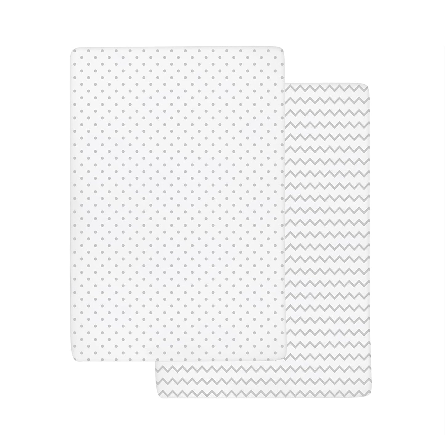 Ely’s & Co. Crib Sheets, Baby Boy/Girl Fitted Crib Mattress Sheet Set, 2 Pack, 100% Jersey Knit Cotton, Infant and Toddler Nursery Bedding, Grey Chevron and Polka Dot Print, 28” x 52”