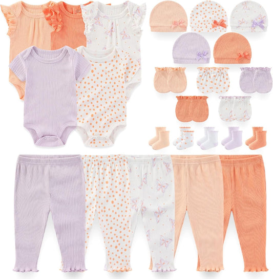 Newborn Baby Layette Essentials Giftset Clothing Set Short-Sleeve Bodysuit and Long Pants
