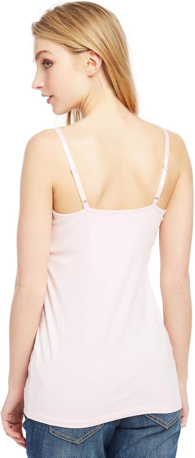 Motherhood Maternity Women's Clip Down Nursing Tank Top Cami with Adjustable Straps and Built-in Shelf Bra for Breastfeeding