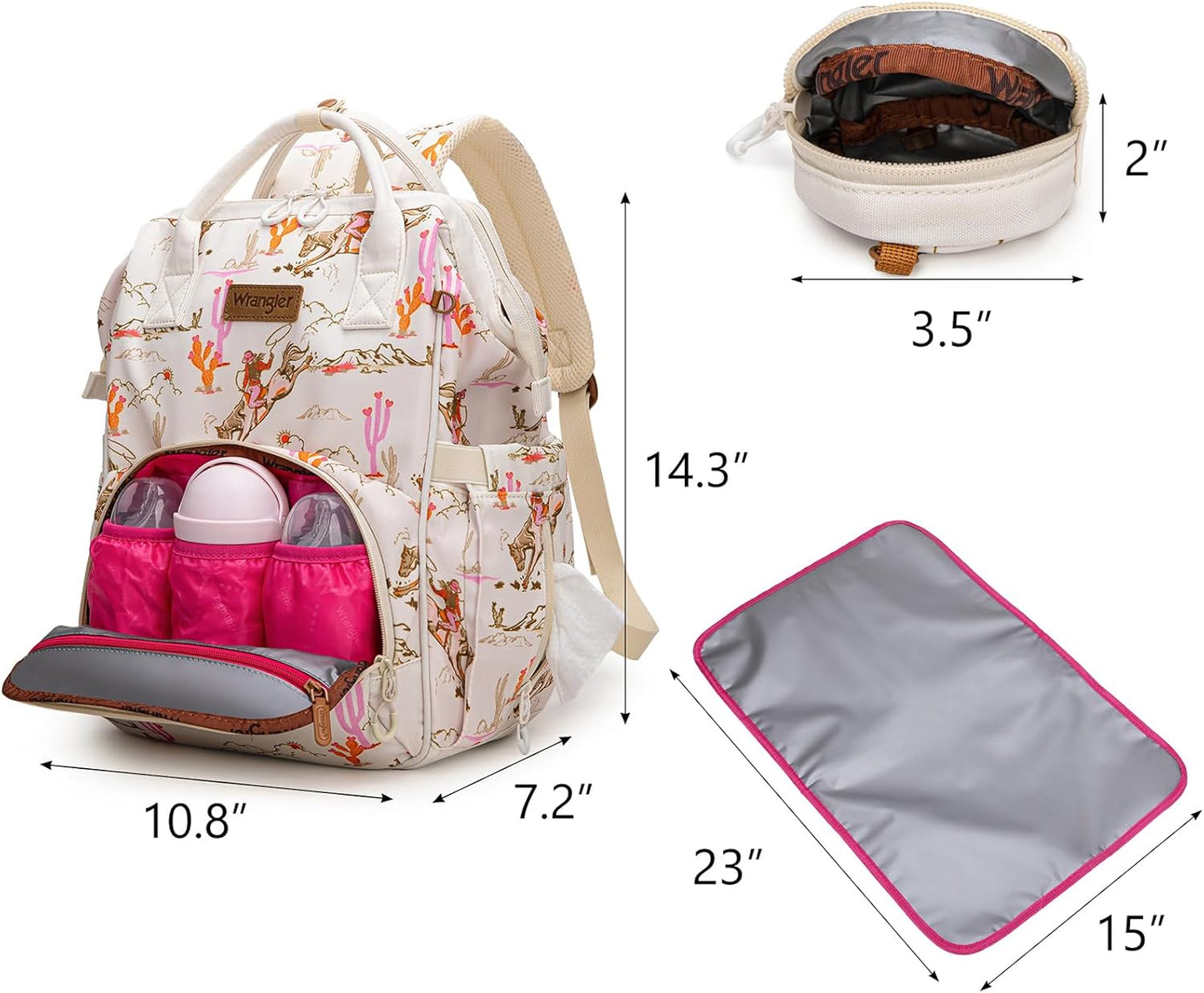 Montana West Wrangler Diaper Bag Backpacks Western Backpack Purses Multi-function Baby Bags for Mom with Waterproof Changing Pad & Pacifier Case