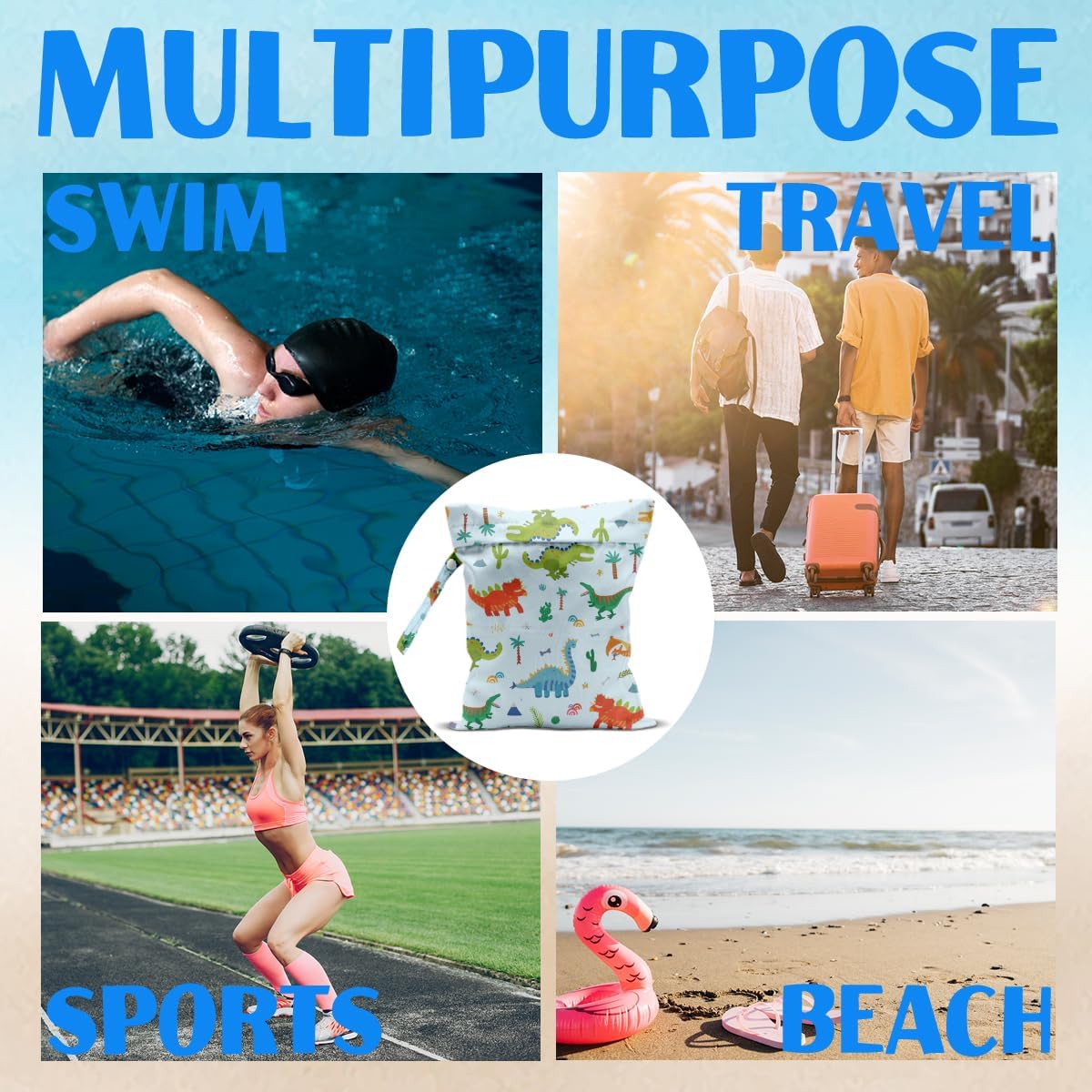 Wet Bag for Baby Swimsuit Dirty Clothes Diaper Yoga Gym, Wet Dry Bag, Beach Vacation Essential for Baby Travel Poor Bathing Diapers Items