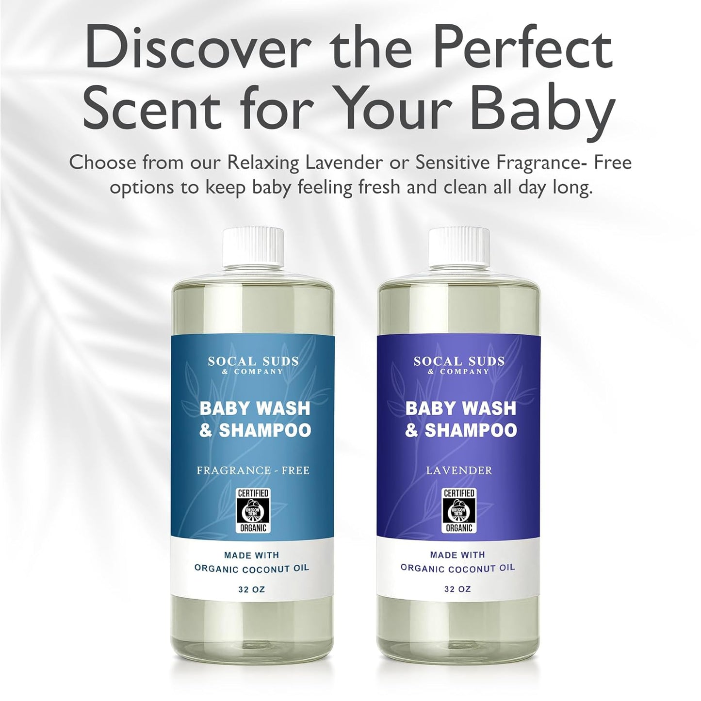 SoCal Suds & Company - 2-in-1 Organic Foaming Baby Shampoo & Body Wash Castile Soap Refill - Gentle Body Soap and Shampoo for Sensitive Skin - Nourishing Ingredients - Newborn Baby - Lavender, 32oz