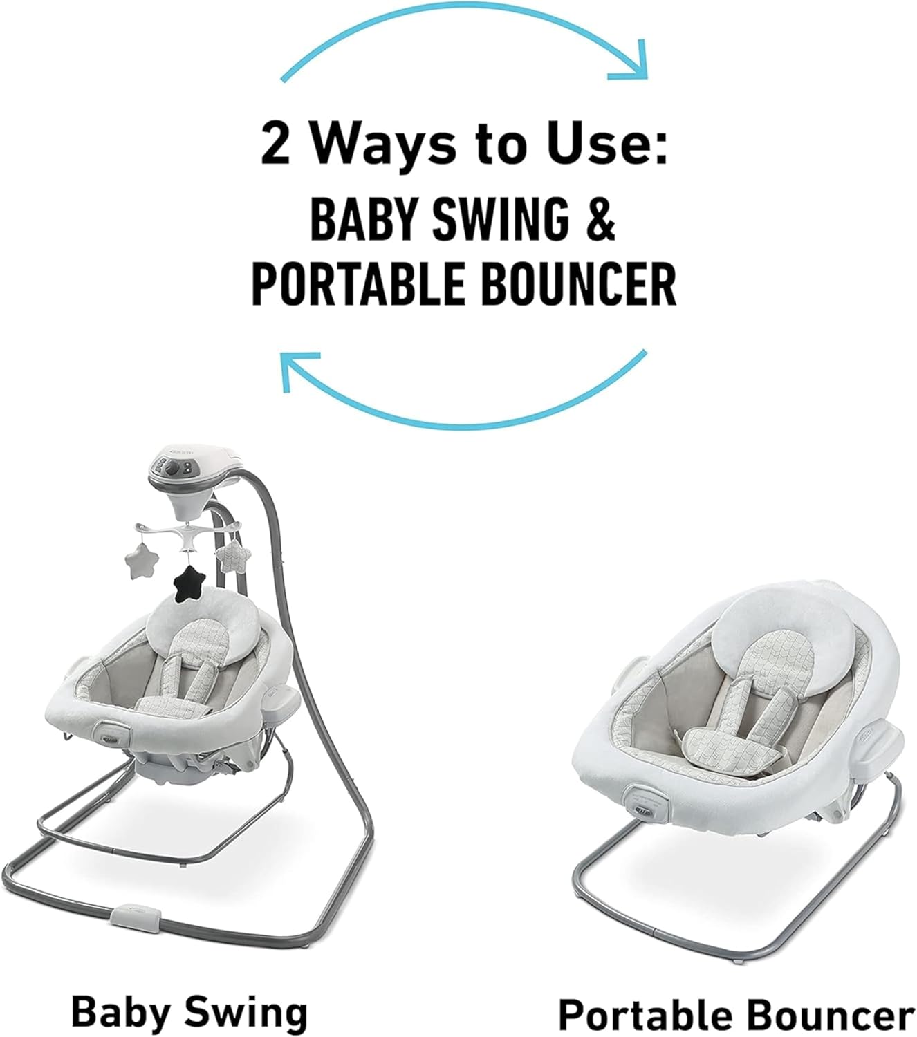 Graco DuetConnect LX Portable Baby Swing and Bouncer, Multi-Direction Baby Bouncer Seat, Multiple Swing Speeds, Redmond