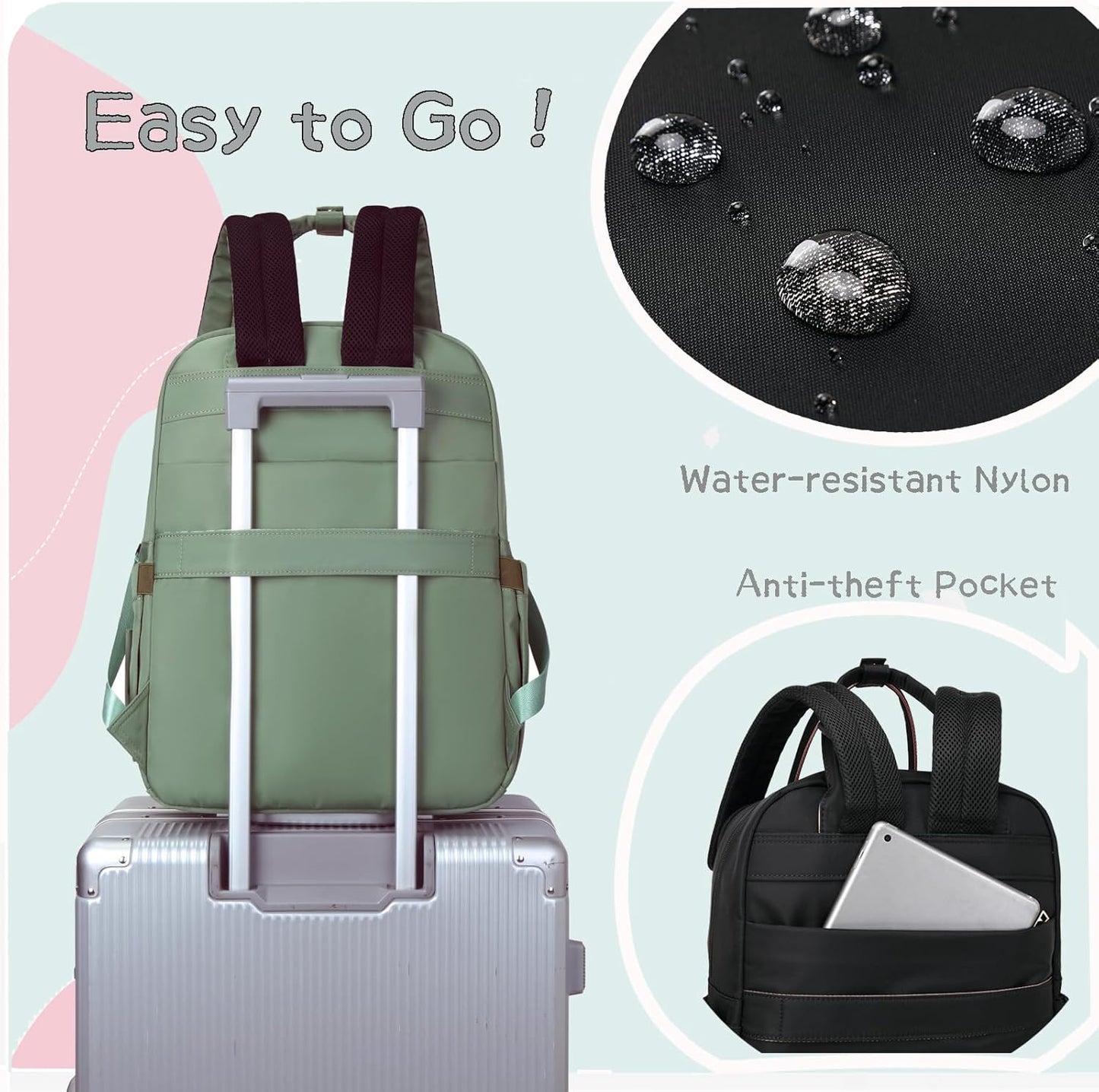 18 Pockets Large Diaper Bag Backpack with Waterproof Pockets and Stroller Buckle, Convertible Baby Bag (Green, Large)