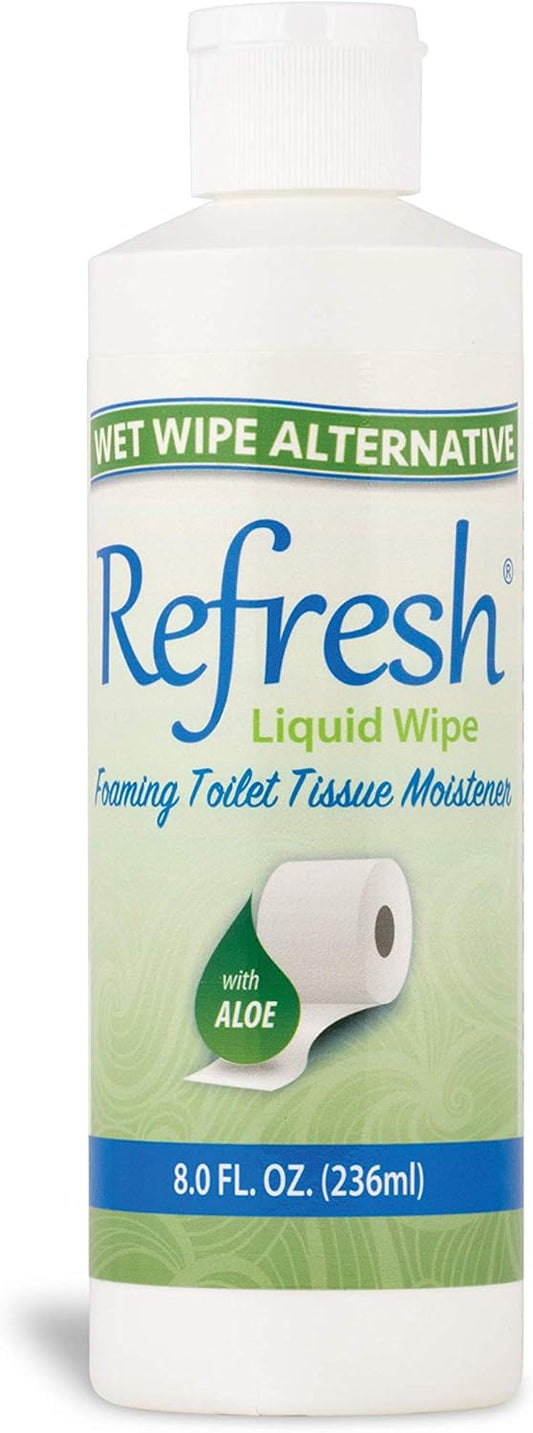 Refresh Liquid Wipe: Toilet Paper Foam Dispenser Refill | Eco-Friendly Flushable Wet Wipe Alternative with Witch Hazel and Aloe | 8 oz Refill