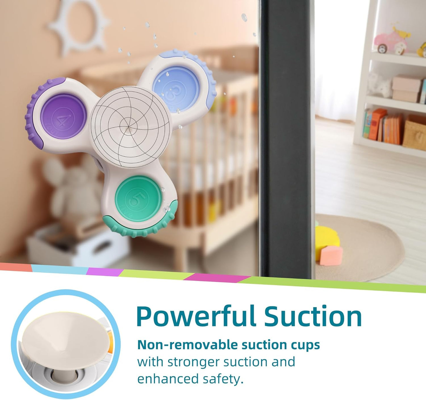 LiKee Strong Suction Cup Fidget Rotating Sensory Bath Toys for Baby, Airplane Car Travel Table & Window Toys for Toddler Boys and Girls, 12+ Months