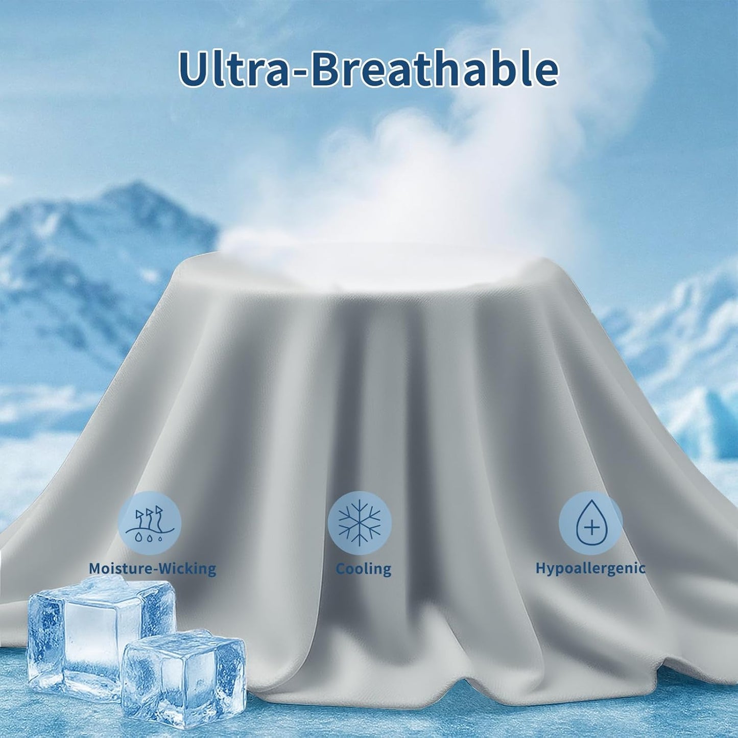 Cooling Pillow Cases Standard Size Set of 2, Ice Cool Silky Pillow Covers for Hot Sleepers & Night Sweats,Reduces Wrinkles & Frizz Softer Like Silk Pillow Cases,Silver Grey,Christmas Stocking Stuffers