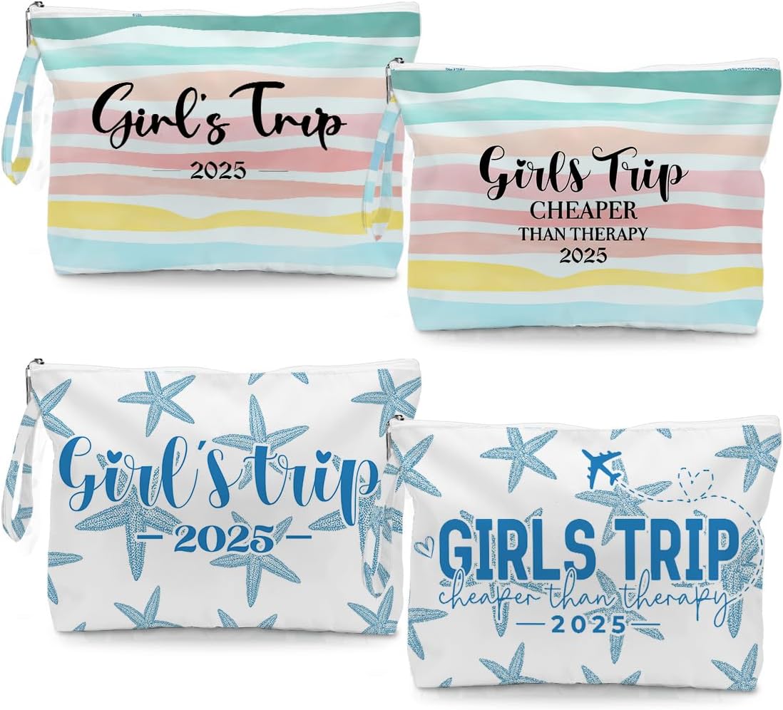 Fokongna 4PCS Girls Trip Gifts Favors Rainbow Starfish Wet Bag Wet Dry Bag Beach Bag for Swimsuit Toiletry Bag Travel Essentials For Women, Beach Travel Gym Wet Dry Bag for Swimsuit Dirty Diaper Bag