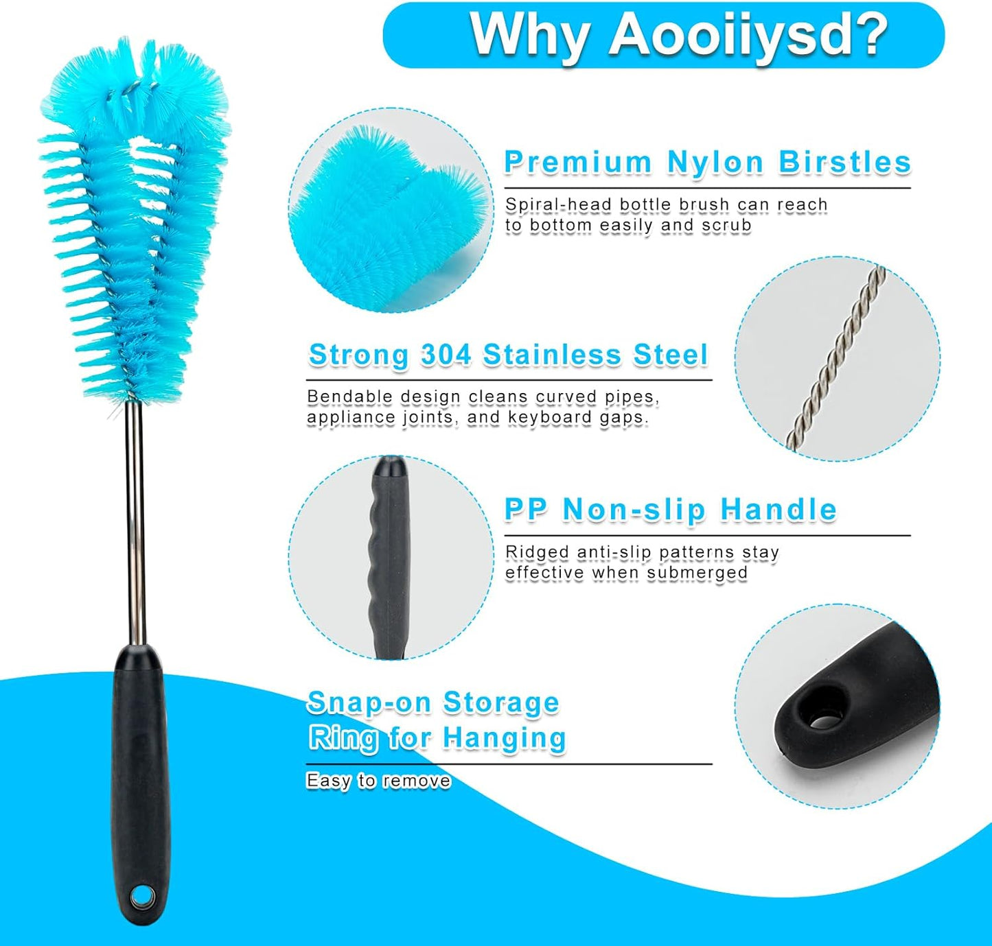 4 Pack Bottle Cleaner Set, Including Long Water Bottle Clean, Straw Clean and 3 in 1 Multi Functions Clean, Suitable for Stanley Cups, Baby Bottles, Travel Mugs, Decanters, Straws