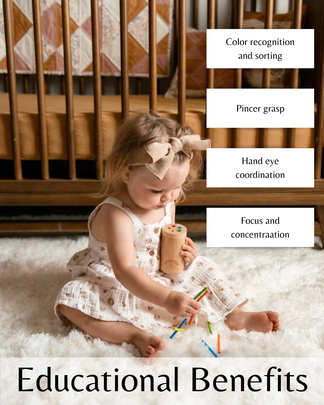 Sticks for Kids Plus Size, Montessori Toddler Toys for 1-3 Year Old, 1 Year Old Gift, Wooden Toys, Sensory Toys, Toddler Stocking Stuffer, Educational Games