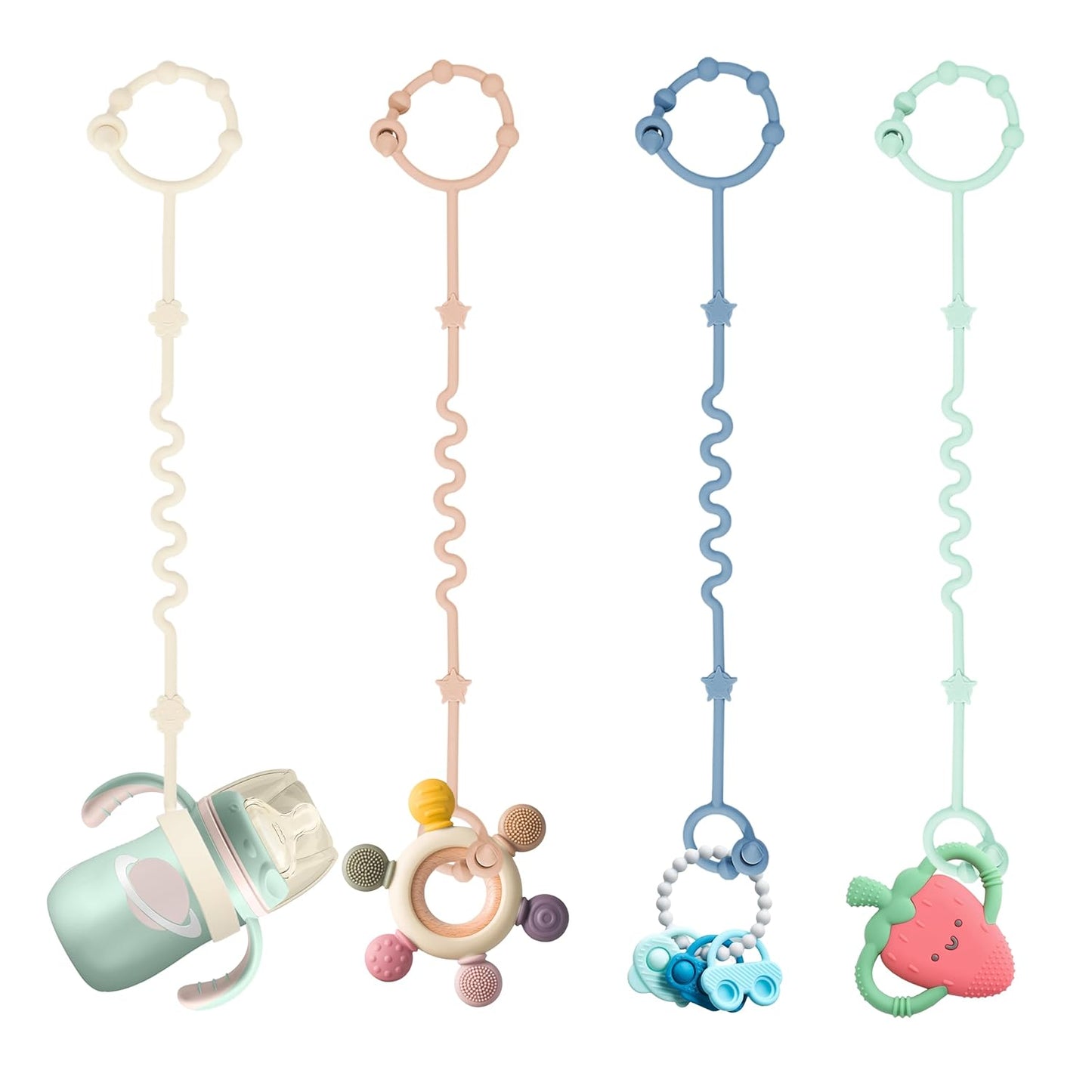 Toy Straps for Baby,Silicone Setpacifier Clip,Applies to Car Seat Toy,Teether Toy,High Chair,Stroller Accessories,Baby Toy Clips,Cribs,Rocking Chair